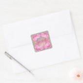 Elegant feminine roze roze rozenregeling vierkante sticker (Envelop)