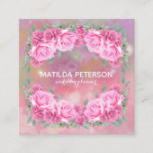 Elegant feminine roze roze rozenregeling vierkante visitekaartje (Voorkant)