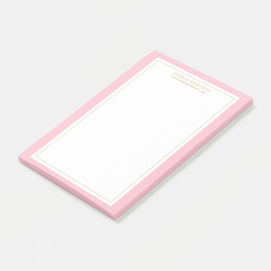 Elegant feminine roze/wit/goudgepersonaliseerd post-it® notes (Schuin)