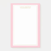 Elegant feminine roze/wit/goudgepersonaliseerd post-it® notes (Voorkant)