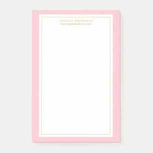 Elegant feminine roze/wit/goudgepersonaliseerd post-it® notes