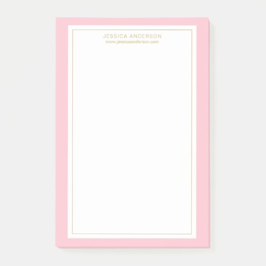 Elegant feminine roze/wit/goudgepersonaliseerd post-it® notes (Voorkant)