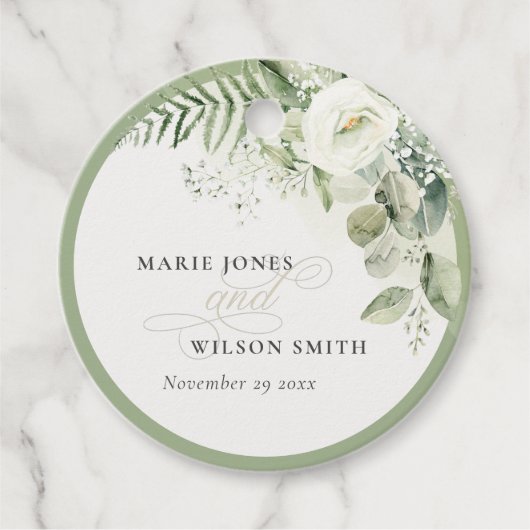 Elegant Fern Eucalyptus Greenery Bedankjes Labels (Voorkant)