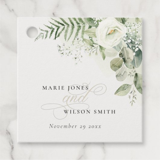 Elegant Fern Eucalyptus Greenery Bedankjes Labels (Voorkant)
