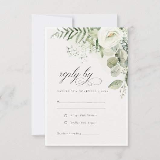Elegant Fern Eucalyptus Greenery RSVP Kaartje (Voorkant)