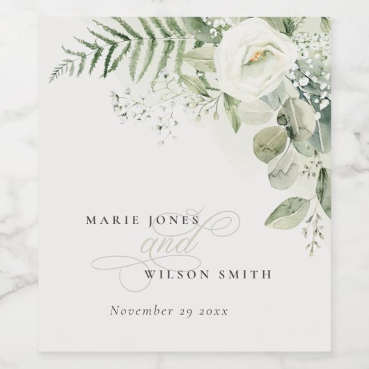 Elegant Fern Eucalyptus Greenery Wijn Etiket (Enkel label)