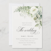 Elegant Fern Greenery White Floral Wedding Invite Bedankkaart (Voorkant)
