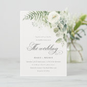 Elegant Fern Greenery White Floral Wedding Invite Bedankkaart (Staand voorkant)