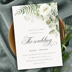 Elegant Fern Greenery White Floral Wedding Invite Bedankkaart