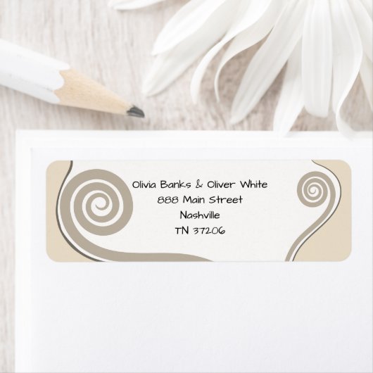 Elegant Fern Leaf Curl Swirl Wedding Address Etiket (Insitu)
