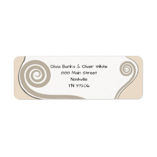 Elegant Fern Leaf Curl Swirl Wedding Address Etiket