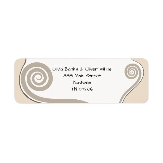 Elegant Fern Leaf Curl Swirl Wedding Address Etiket (Voorkant)