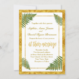 Elegant Fern leves Gold Foil Wedding Invitation Kaart