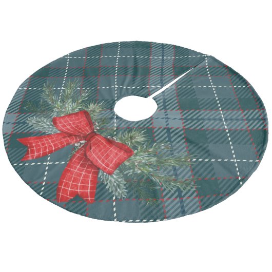 Elegant festief kersttantaarnblauw lintje fleece kerstboom rok (Gekanteld)