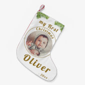 Elegant Festive Baby's eerste kerstfoto Kleine Kerstsok (Voorkant (Hangend))