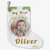 Elegant Festive Baby's eerste kerstfoto Kleine Kerstsok (Voorkant)
