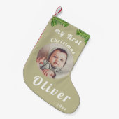 Elegant Festive Baby's eerste kerstfoto Kleine Kerstsok (Voorkant (Hangend))