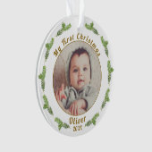 Elegant Festive Baby's eerste kerstfoto Ornament (voorkant)