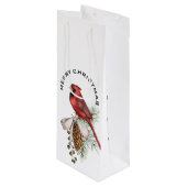 Elegant Festive Beauful Kerstkardinaal Wijn Cadeautas (Voorkant Gekanteld)