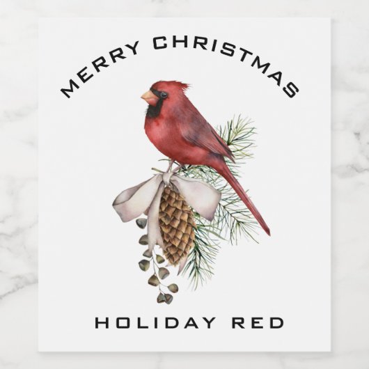 Elegant Festive Beauful Kerstkardinaal Wijn Etiket (Enkel label)