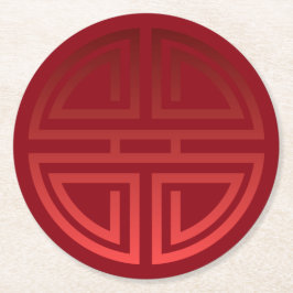 Elegant Festive Chic Red Chinese Longevity Motif Ronde Kartonnen Onderzetter