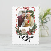 Elegant Festive Christmas Party Invitation Kaart (Staand voorkant)