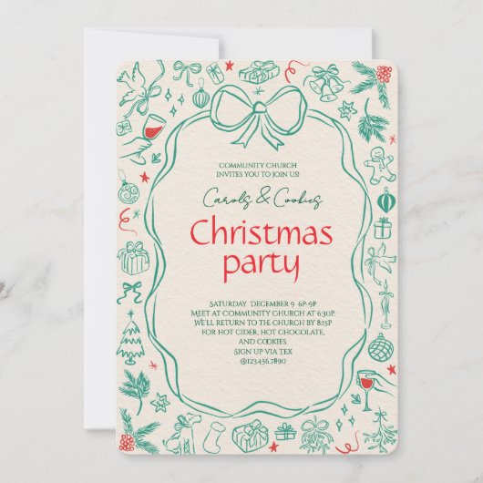 Elegant Festive Christmas Party Invitation Kaart (Voorkant)