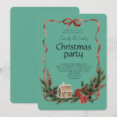 Elegant Festive Christmas Party Kaart (Voorkant / Achterkant)