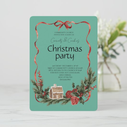 Elegant Festive Christmas Party Kaart (Staand voorkant)