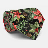Elegant Festive Christmas poinsettia Pattern Stropdas (Opgerold)
