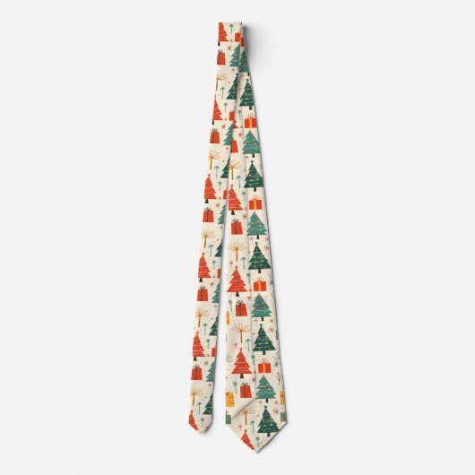 Elegant Festive Christmas Tree and Gifts Pattern  Stropdas (Achterkant)