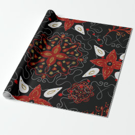 Elegant, festive feel symmetrical floral pattern cadeaupapier