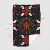 Elegant, festive feel symmetrical floral pattern golfhanddoek (Insitu)