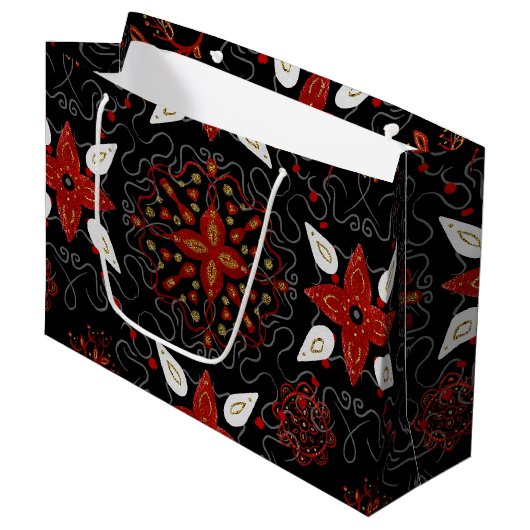 Elegant, festive feel symmetrical floral pattern groot cadeauzakje (Voorkant Gekanteld)