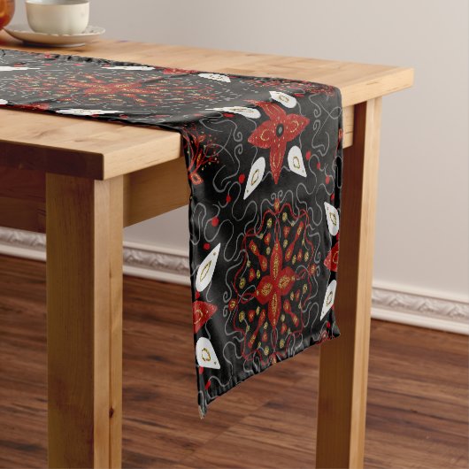 Elegant, festive feel symmetrical floral pattern korte tafelloper (Voorbeeld)