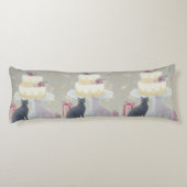 Elegant Festive Feline Celebration Lichaamskussen (Achterkant)