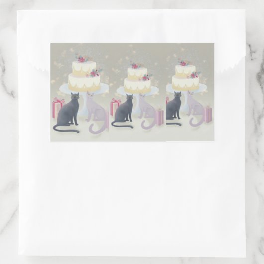 Elegant Festive Feline Celebration Rechthoekige Sticker (Tas)