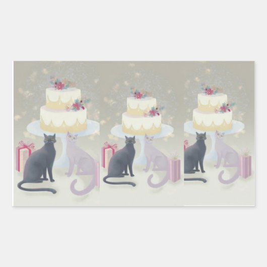 Elegant Festive Feline Celebration Rechthoekige Sticker (Voorkant)