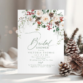 Elegant Festive Floral Holiday bridal shower Kaart