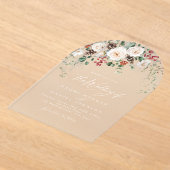 Elegant Festive Floral Holiday Winter Wedding Acryl Uitnodigingen (Laagn)