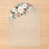 Elegant Festive Floral Holiday Winter Wedding Acryl Uitnodigingen (Voorkant)