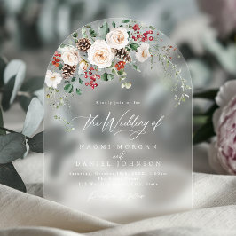 Elegant Festive Floral Holiday Winter Wedding Acryl Uitnodigingen