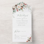 Elegant Festive Floral Holiday Winter Wedding All In One Uitnodiging (Binnen)