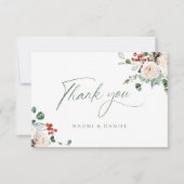 Elegant Festive Floral Holiday Winter Wedding Bedankkaart (Voorkant)