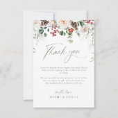 Elegant Festive Floral Holiday Winter Wedding Bedankkaart (Voorkant)
