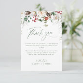 Elegant Festive Floral Holiday Winter Wedding Bedankkaart (Staand voorkant)
