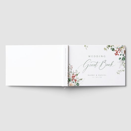 Elegant Festive Floral Holiday Winter Wedding Gastenboek (Volledig)