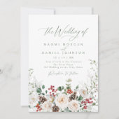 Elegant Festive Floral Holiday Winter Wedding Kaart (Voorkant)