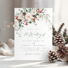 Elegant Festive Floral Holiday Winter Wedding Kaart