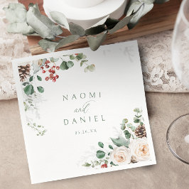 Elegant Festive Floral Holiday Winter Wedding Servet